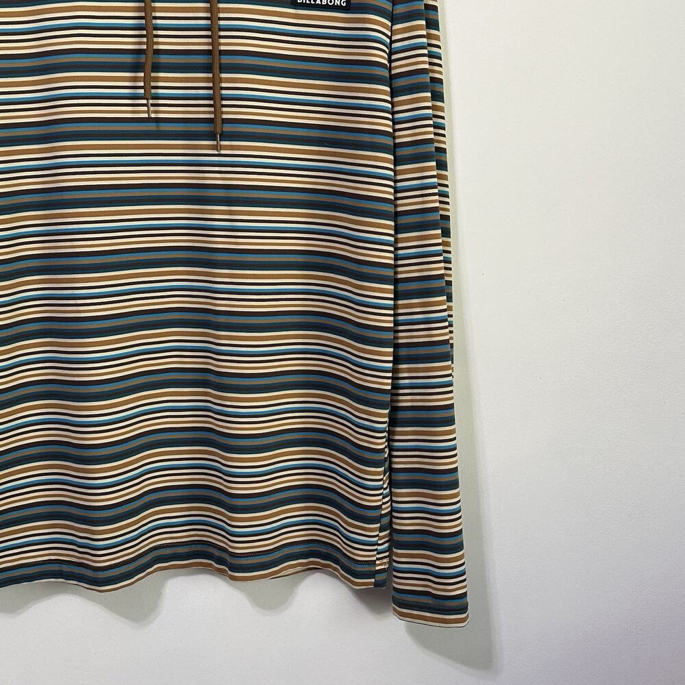 Billabong Mens Pullover Hoodie Top Shirt‎ M Stripes Lounge Summer Long Sleeve - Picture 2 of 8
